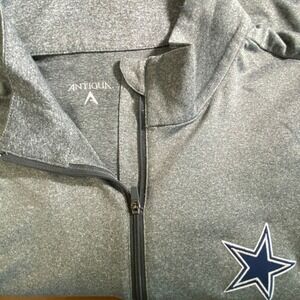 Dallas Cowboys NFL Quarter Zip Pullover Antigua Mens XL Heather Gray 104732